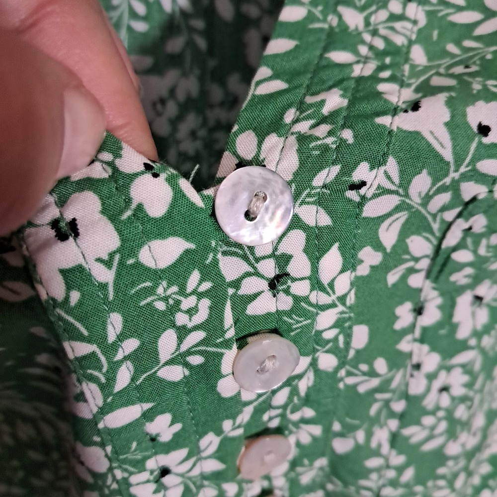 J. Jill Womens Sz 2X Floral Print Popover Blouse Green Office Flowy Long Sleeve - Picture 9 of 13